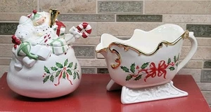 Lenox Holiday Santa Schlitten Milchkännchen und Zuckerdose und Löffel - Bild 1 von 23