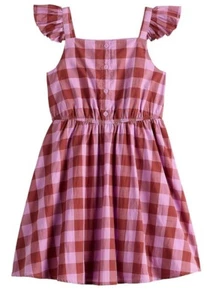 NWT GIRLS 2T JUMPING BEANS PURPLE BROWN GINGHAM RUFFLE PLAID BUTTON SPRING DRESS - Bild 1 von 11