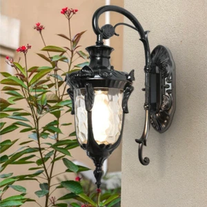 Outdoor Wall Lights Glass Wall Lamp Black Wall Sconce Yard Wall Lighting IP65 - Picture 1 of 11