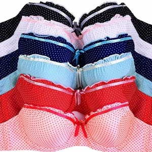 Softa Womens 6 Pack Ruffle Polka Dot Print Bras Bundle Set Size 34A - Picture 1 of 8