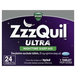 ZzzQuil Ultra Nighttime Sleep-Aid Tablets, Doxylamine Succinate 25 mg, 24 Count - Picture 1 of 9