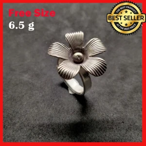 Fine Silver Rings 925 Sterling Adjustable Size Vintage 3D watercress flower Band - Picture 1 of 5