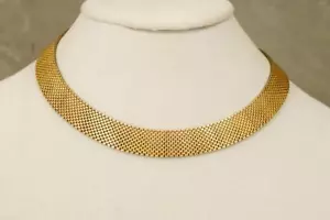 Vintage 1/20 12KT Gold Filled Jewelry NANASI Mesh Woven Collar Necklace 15MM - Picture 1 of 7