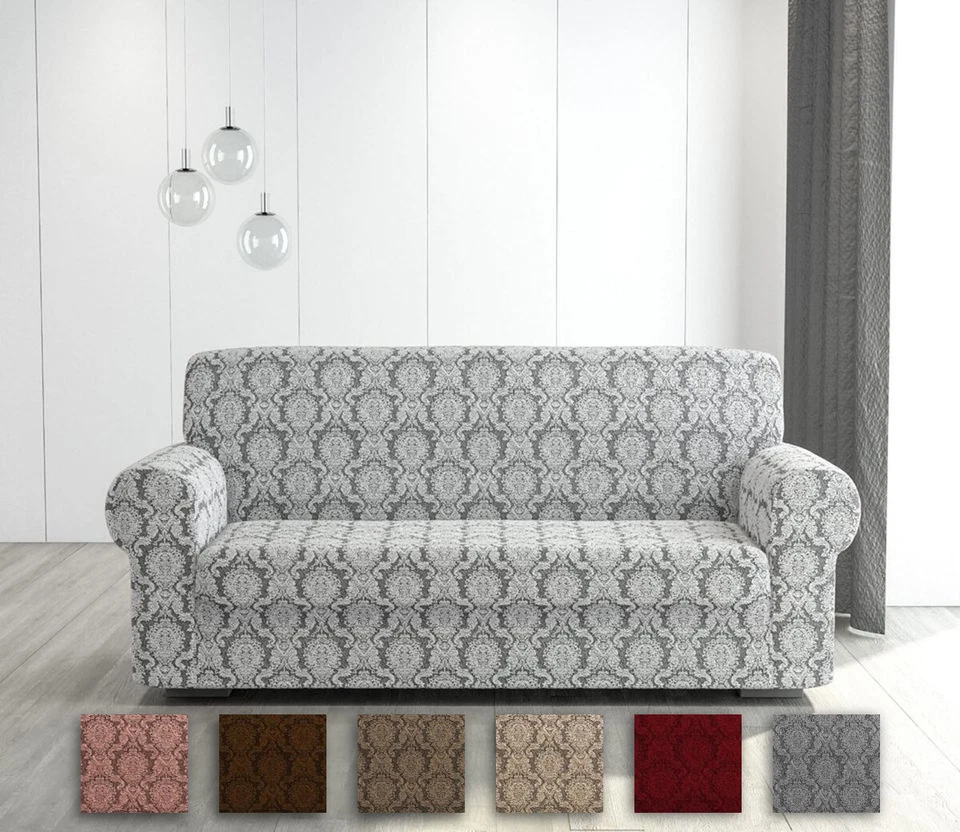 Copridivano Elasticizzato Persia Damascato Divano Poltrona 2 3 4 Posti - Immagine 1 di 1