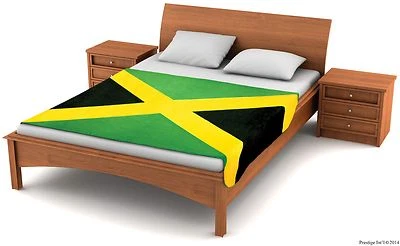 Fuzzy Flags™ Jamaican Flag Fleece Blanket 80"x50" Oversized Throw Cover Jamaica - Image 1 of 3