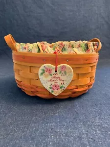Longaberger 1995 Mother's Day Basket Leather Straps With Protector Liner &Tie On - Picture 1 of 10