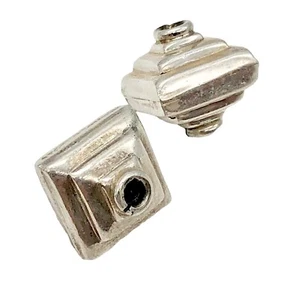 2 Large 13.x13mm Sterling Silver Double Stepped Pyramid Beads | 5.2 grams | - Picture 1 of 10