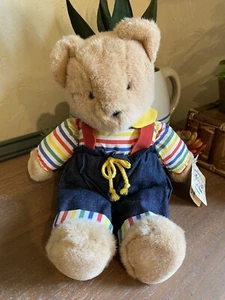 Eden Teddybär Plüsch Primärfarben gestreift Shirt Hosenträger 14 Zoll Stofftier - Bild 1 von 11