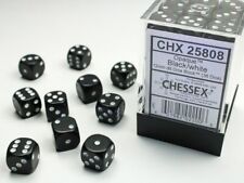 Set de 36 dés D6 12mm Polyhédraux opaque Noir et Blanc - Chessex