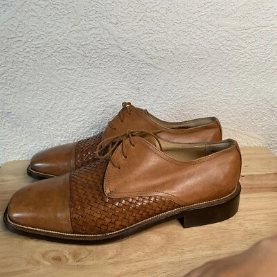 Zapatos Bachrach Hombres Talla 10 M Marrón Con Cordones Oxford Cuero Vestido Italia Foto 1 de 4