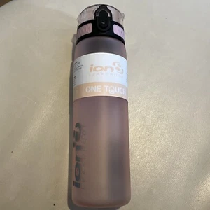 Ion8 Leak Proof One Touch Pink Slim Water Bottle, BPA Free, 500 ml / 18 oz - Picture 1 of 4