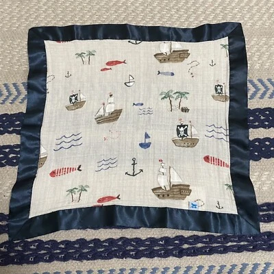 小独角兽海盗船婴儿爱安全毯薄纱缎面装饰 — 第 1/4 张图片