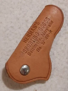 VINTAGE HERMANS SPORTING GOODS BALTIMORE MD LEATHER KEY FOB KEYCHAIN KEY RING - Picture 1 of 4