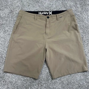Hurley Shorts Mens 34 Tan Brown Chino Water Repellent Outdoor Beach Surf Golf - Picture 1 of 8