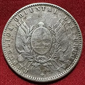 1893-So Uruguay 20 Centesimos - PLATA .900 - 750K Acuñado en Santiago - KM#15 - Imagen 1 de 2