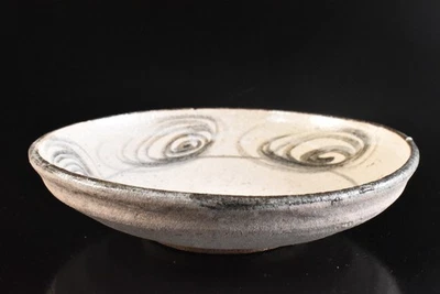 T6743: Antiguo Seto-ware japonés esmalte blanco ojos de caballo mufla pintura PLATO/plato Foto 1 de 4