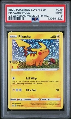 Pikachu - (General Mills) SWSH039 2020 25th Anniversary PSA 9 MINT - ERROR - Image 1 of 2