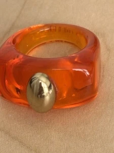 Bold Orange Acrylic Cocktail Ring / Size 6.5 - Picture 1 of 8