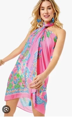 NWT Lilly Pulitzer Pareo Havana Pink Casa Jaguar Engineered Coverup Wrap GWP - Image 1 of 4
