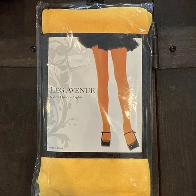 leg avenue  Yellow Nylon Opaque  Tights 7300 One Size NWT - Image 1 of 2