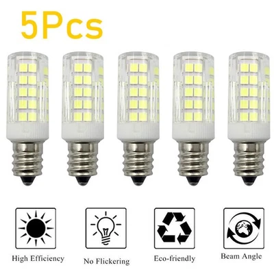5Pcs E12 LED bulb Candelabra C7 Ceramics Ceiling Fan Light 5W 110V White - Image 1 of 4