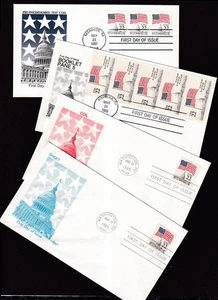 1985 Flag over Capitol FDCs Sc 2114-2116c Artmaster sheet coil booklet test coil - Picture 1 of 3