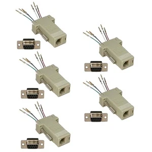 5x DB9 RS232 Female to RJ11 RJ12 6P6C Telephone Phone Line Modular Adapter Ivory - Picture 1 of 2