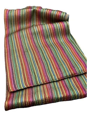 Crate & Barrel striped rainbow table runner ALLURE colorful 14x88” Colorful - Image 1 of 4