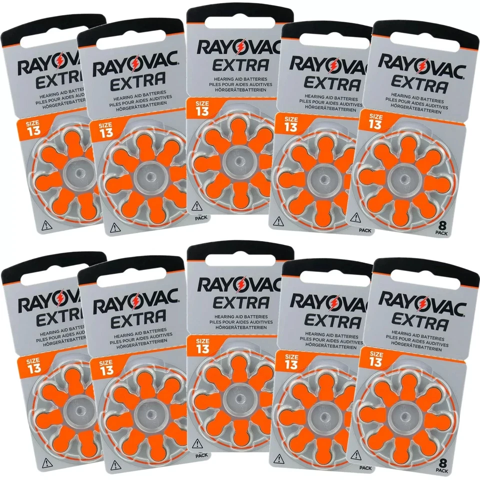 80 x RAYOVAC 13 DA13 A13 ORANGE Hearing Aid Batteries ZA13 13au AC13E ME8Z L13Z