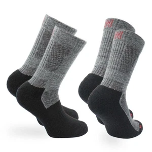 Norfolk Leonardo Kids Merino Wool Walking Socks 2 Pack – Cushioned Crew - Picture 1 of 5