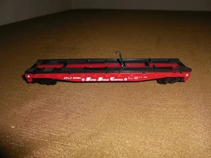 HO TRAIN ATSF 90850 FLAT CAR WITH TRAILER FLATBED SUPER CHOCK CONTROL CAR - Picture 1 of 7