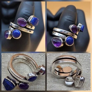 LILLY BARRACK Sterling Silber 925 Multi Stein Modernist Statement Ring 7,75 LESEN - Bild 1 von 15