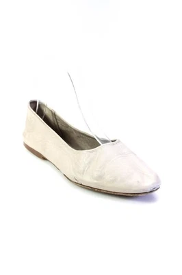 Massimo Dutti Womens Leather Round Toe Slip On Flats Beige Size 37 7 - Image 1 of 4