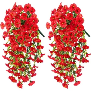 2 Stück Künstliche Gefälschte Hängekorb Pflanzen Seidenblumen Ranke Home Decor-Outdoor- - Bild 1 von 32