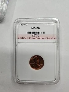 BRILLIANT 1958 D 1c GRADED MS70 RD Lincoln Penny Cent Coin CCGS #1294775 - Picture 1 of 12