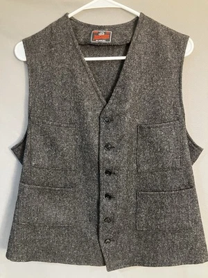 VTG Johnson Woolen Mills Grey 100% Wool Grey Button Vest Vermont Pre-Owned Nice! - Image 1 of 4