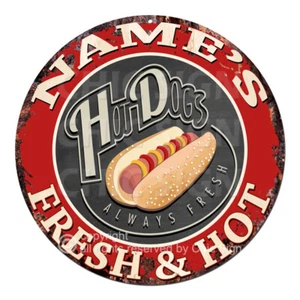 CP-0142 ANY NAME'S Hot Dogs Custom Personalized Chic Tin Sign Decor Gift idea - Picture 1 of 1
