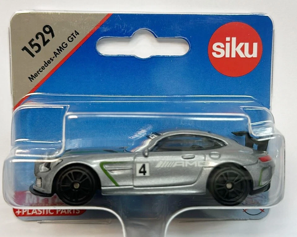 SIKU Diecast Metal Mini Car #1529 Mersedes AMG Gt4 BENZ Silver Color MIB