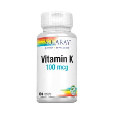 Solaray Vitamin K-1 100mcg | Healthy Bone Structure, Blood Clotting, Protein - Image 1 of 4