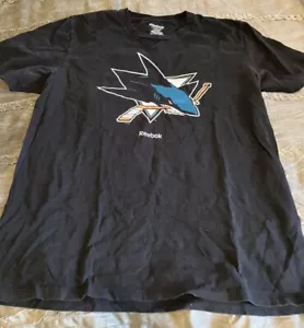 SAN JOSE SHARKS Hockey REEBOK Active Black LARGE Shirt NHL Free Shipping - Picture 1 of 2