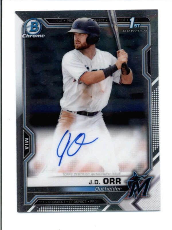 J.D. ORR 2021 BOWMAN CHROME ON CARD ROOKIE AUTOGRAPH AUTO RC BC6764 - Image 1 of 1