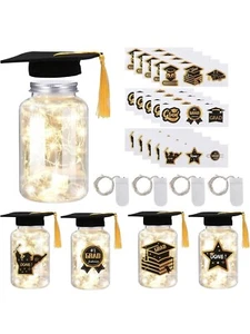 Tarros de albañil LED de 4 piezas regalos para estudiantes que van a la universidad de media altura  - Imagen 1 de 5