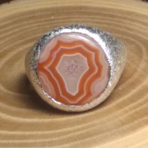 SCHÖNER MALAWISCHER AFRIKANISCHER ACHAT STERLINGSILBER RING - Bild 1 von 6