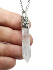 Quartz Necklace Pendant Polished Faceted Natural Crystal Gemstone Silver Chain 