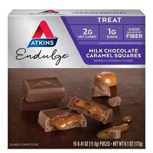 Atkins Endulge Treat, Milk Chocolate Caramel Squares, Keto Friendly, 15 Count - Picture 1 of 9