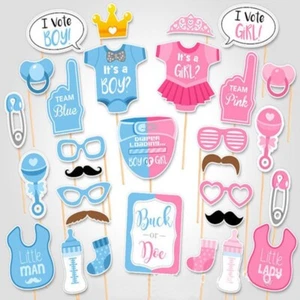 30pcs Baby Shower Gender Reveal Party Decoration Cake Toppers Photobooth Props - Picture 1 of 1
