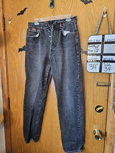 Harley-Davidson Black Denim Worn Jeans Sz 34 Made In Italy Mens Htf Motorcycle  - Picture 1 of 22