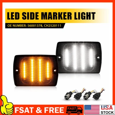 Se adapta a Jeep 1987-1995 Wrangler YJ Smoke Switchback LED DRL luces de señal de giro 2X A Foto 1 de 4