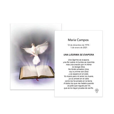 50 Tarjetas Conmemorativas Funerales • Recordatorios Memoriales Personalizados - Image 1 of 4