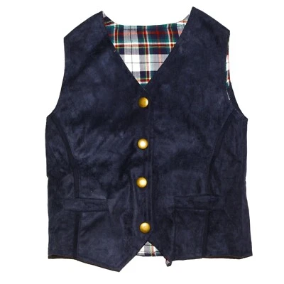 ¡¡Fore!! Chaleco reversible a cuadros lisos Axel & Hudson para niños talla 4 azul marino de 4 botones Foto 1 de 4